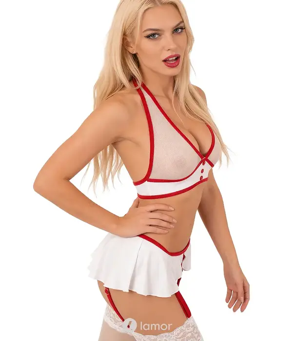 * COTTELLI  Cottelli Costumes 2-delige verpleegster set met haltertop en jarretelrokje CC-2471400