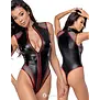 Cottelli Party rio body in matte look met mesh, opstaande kraag en 3-weg ritssluiting CC-2645190