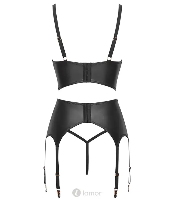 * ABIERTA FINA Abierta Fina 3-delige jarretelset met lift-up bh, jarretelgordel en kruisloze string AF2221675