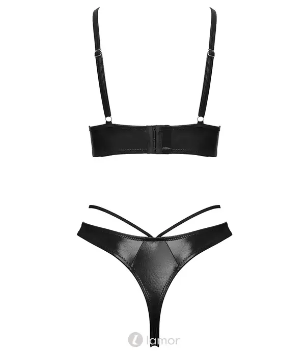* COTTELLI  Cottelli Lingerie wetlook beugelbeha en open string set met stijlvolle bandjes CC-2215756