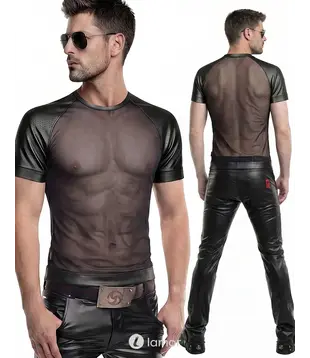 Heren mesh T-shirt zwart, ADDan001
