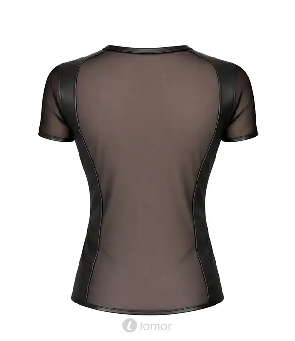 * RFP Regnes Fetish Planet Red Mark heren mesh T-shirt ADJonas001 zwart met wetlook schouders en slim fit pasvorm
