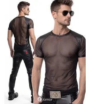 Heren mesh T-shirt zwart, ADJonas001