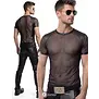 Regnes Fetish Planet Red Mark heren mesh T-shirt ADJonas001 zwart met wetlook schouders en slim fit pasvorm