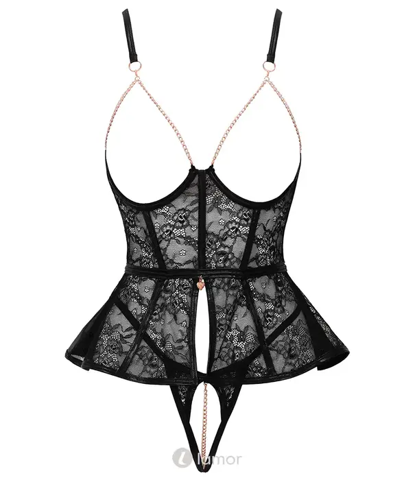 * ABIERTA FINA Abierta Fina ouvert lingerieset met bustless top, kruisloze string en wetlook AF2251558