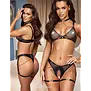 Abierta Fina beha en jarretelstring set met mesh, matte look en roségoudkleurige details AF2215780