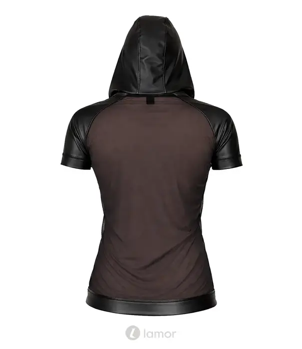 * RFP Regnes Fetish Planet Red Mark heren mesh T-shirt ADMagnus001 met wetlook capuchon zwart
