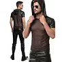 Regnes Fetish Planet Red Mark heren mesh T-shirt ADMagnus001 met wetlook capuchon zwart