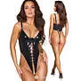 Abierta Fina wetlook stringbody met beugelcups, vetersluiting en roségoudkleurige details AF2645203