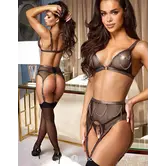Abierta Fina 3-delige mesh jarretelset met beha, jarretelgordel en open string AF2215799