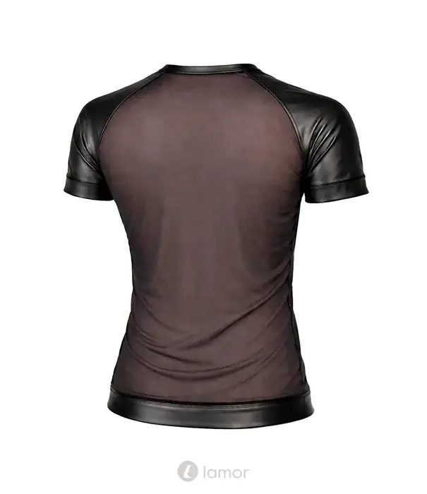 * RFP Regnes Fetish Planet Red Mark ADYans001 heren mesh T-shirt zwart met wetlook afwerking en slim fit