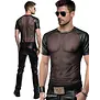 Regnes Fetish Planet Red Mark ADYans001 heren mesh T-shirt zwart met wetlook afwerking en slim fit