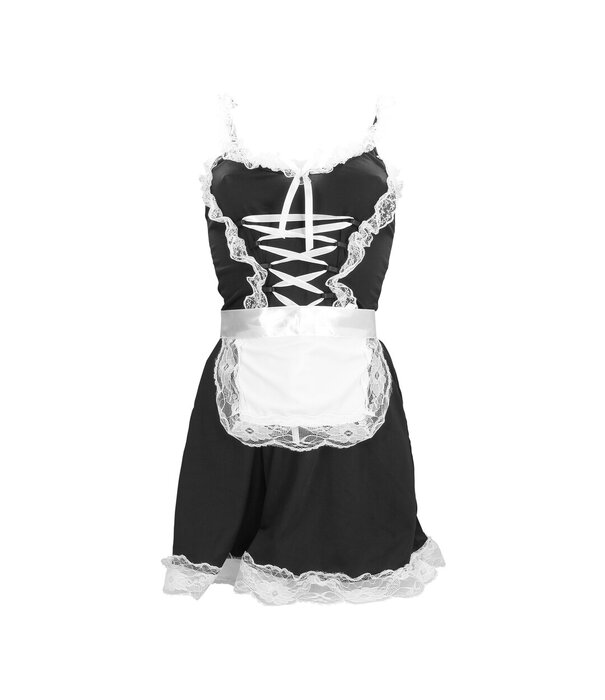 S-Line by Shots Frans Maids Kostuum - S/M - Zwart