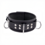 Leren Ketting 3 D Ringen - Zwart