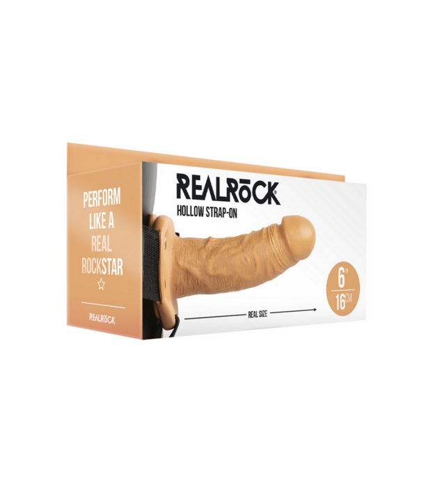 RealRock by Shots Hollow Strap-On zonder Balls - 6 / 15,5 cm