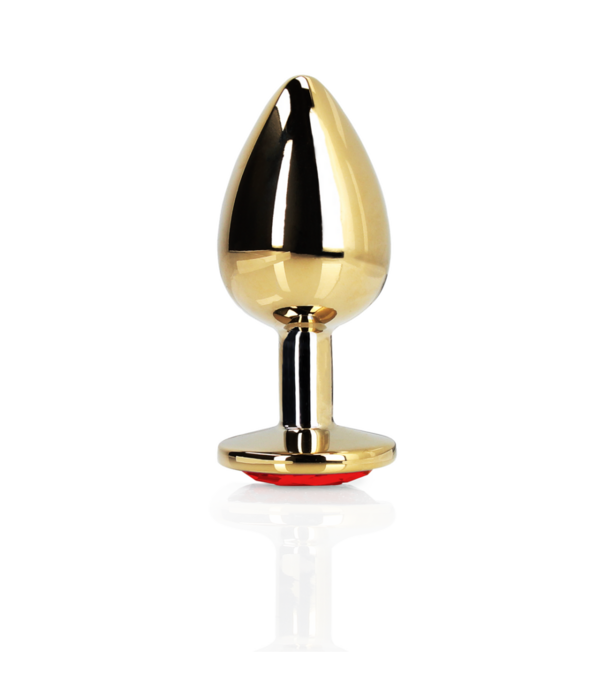 Ouch! by Shots Hartje Gem Buttplug - Medium - Goud/Ruby Rood