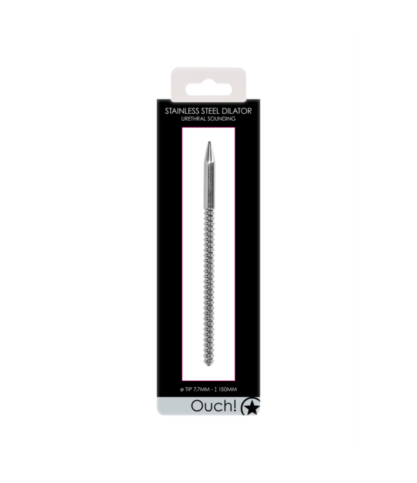 Ouch! by Shots Roestvrijstalen Geribbelde Dilator - 0,3 / 8 mm