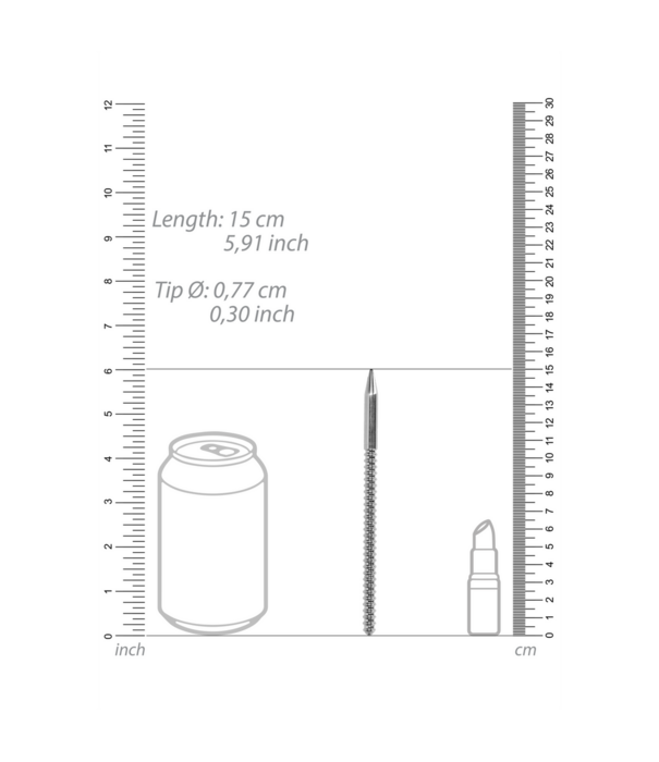 Ouch! by Shots Roestvrijstalen Geribbelde Dilator - 0,3 / 8 mm