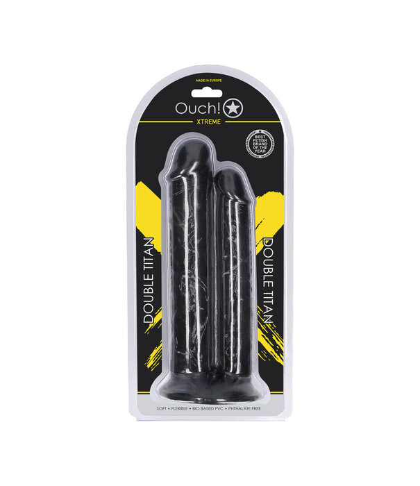 Ouch! by Shots Double Titan - Realistic Double Dildo - 824 gr / 24,5 cm - Black