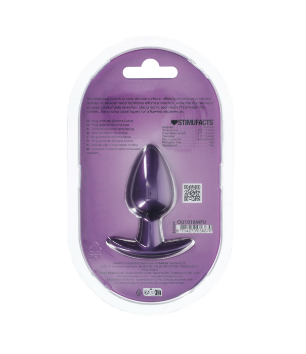 Ouch! by Shots Zachte Siliconen Anale Plug - Medium - 3,1 / 7,9 cm - Metallic Paars