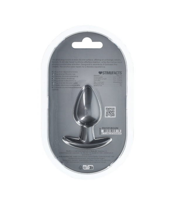 Ouch! by Shots Zachte Siliconen Anale Plug - Medium - 3,1 / 7,9 cm - Gunmetal