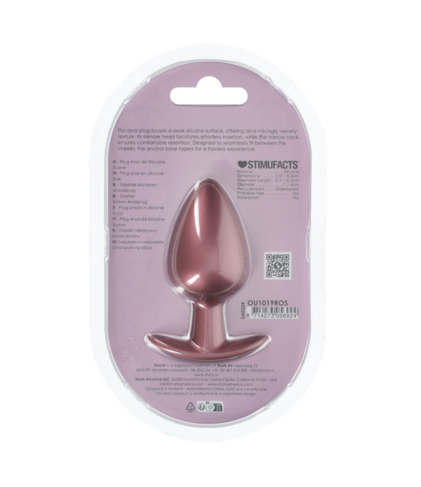 Ouch! by Shots Gladde Siliconen Anale Plug - Groot - 3,5 / 8,9 cm - Roségoud