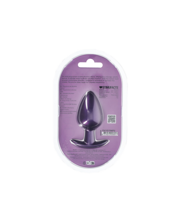 Ouch! by Shots Zachte Siliconen Anale Plug - Groot - 3,5 / 8,9 cm - Metallic Paars