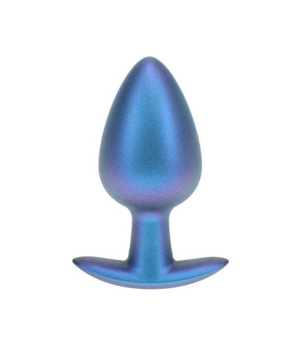 Ouch! by Shots Zachte Siliconen Anale Plug - Groot - 3,5 / 8,9 cm - Metallic Blauw