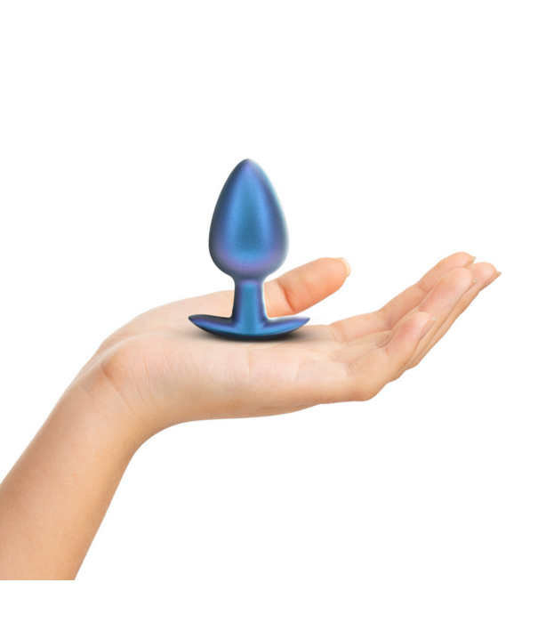 Ouch! by Shots Zachte Siliconen Anale Plug - Groot - 3,5 / 8,9 cm - Metallic Blauw