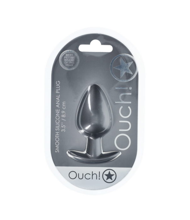 Ouch! by Shots Zachte Siliconen Anale Plug - Groot - 3,5 / 8,9 cm - Gunmetal