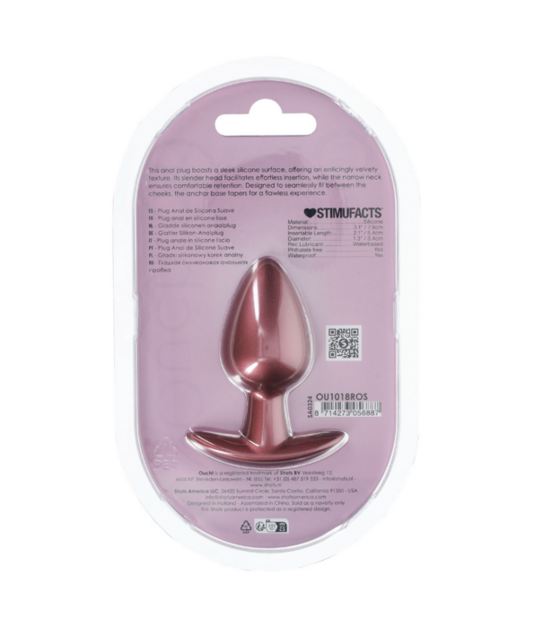 Ouch! by Shots Zachte Siliconen Anale Plug - Medium - 3,1 / 7,9 cm - Roségoud
