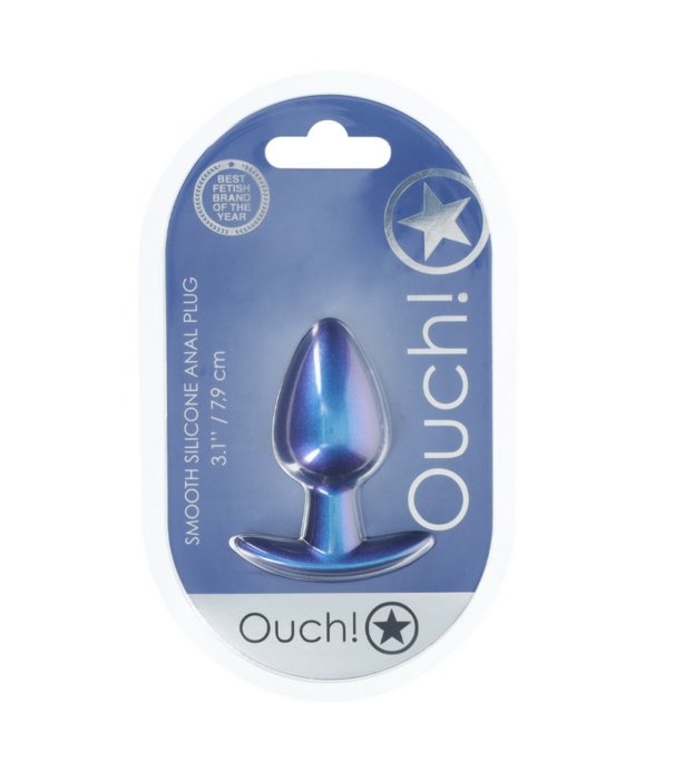 Ouch! by Shots Geleidelijke Silicone Anale Plug - Medium - 3.1 / 7,9 cm - Metallic Blauw