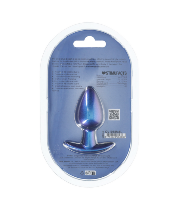 Ouch! by Shots Geleidelijke Silicone Anale Plug - Medium - 3.1 / 7,9 cm - Metallic Blauw