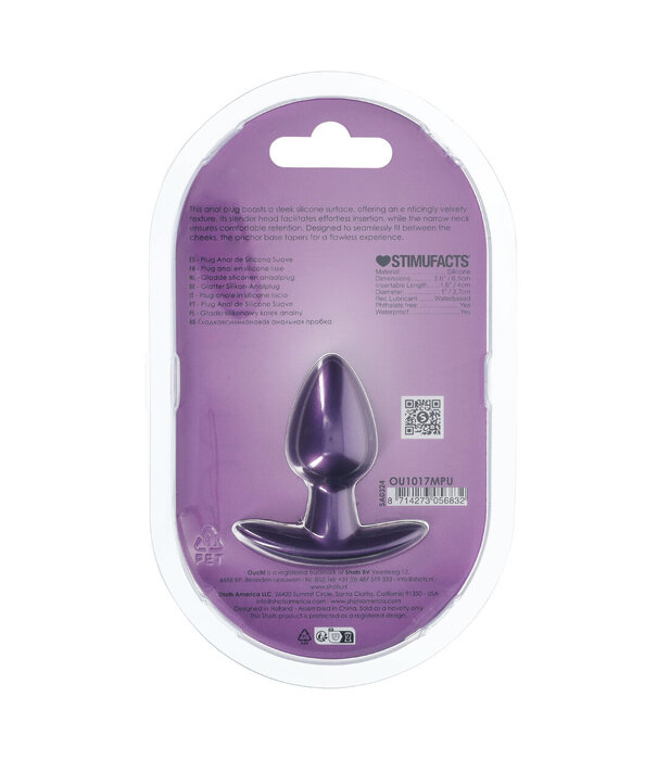 Ouch! by Shots Zachte Silicone Anale Plug - Klein - 6,5 cm - Metallic Paars