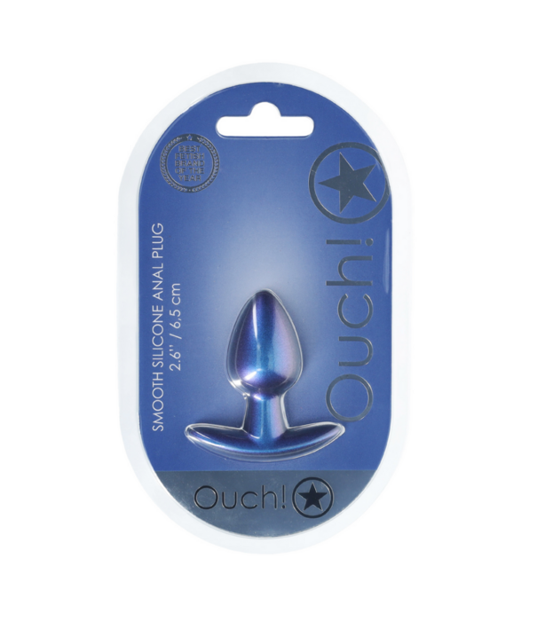 Ouch! by Shots Zachte Siliconen Anale Plug - Klein - 2,6 / 6,5 cm - Metallic Blauw