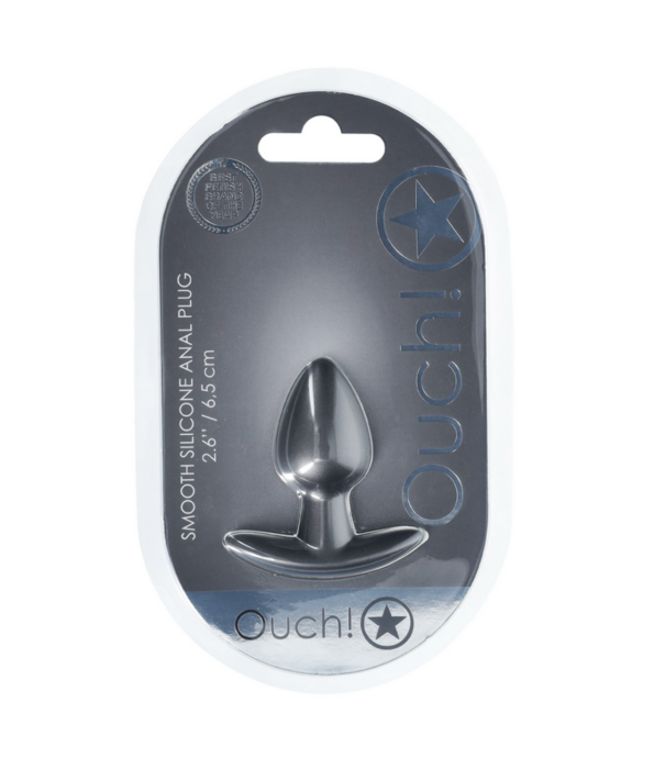 Ouch! by Shots Zachte Siliconen Anale Plug - Klein - 2,6 / 6,5 cm - Gunmetal
