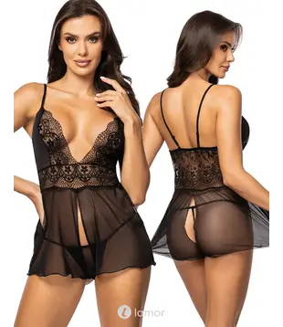 Babydoll met string zwart, BN10658
