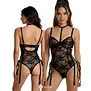 Spalex Line SX1043 body met beugelcups, choker, vetersluiting en jarretelhouders zwart