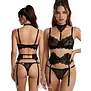 Spalex Line SX1031 3-delige lingerieset met beugel BH, harness choker, jarretelgordel en string zwart