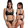 Spalex Line SX1002 2-delige lingerieset met kanten bh, afneembare harness en string zwart