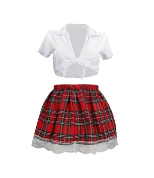 Schoolgirl Kostuum - S/M - Wit