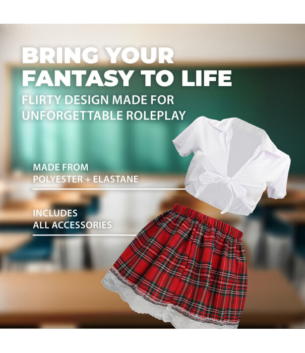 S-Line by Shots Schoolgirl Kostuum - S/M - Wit