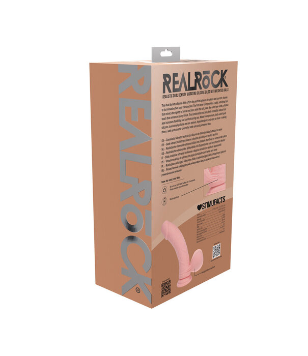 RealRock by Shots Realistic Dual Density Vibrating Silicone Dildo With Weighted Balls - 8 / 20 cm - Flesh