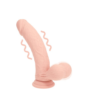 Dual Density Rechargeable Liquid Silicone Vibrator - Curved with Weighted Balls - 7 / 18 cm - Flesh