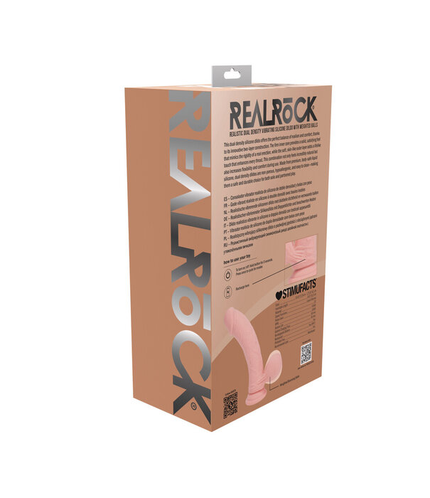 RealRock by Shots Realistic Dual Density Vibrating Silicone Dildo With Weighted Balls - 7 / 18 cm - Flesh