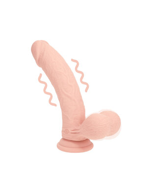 Dual Density Rechargeable Liquid Silicone Vibrator - Curved with Weighted Balls - 6 / 15 cm - Flesh