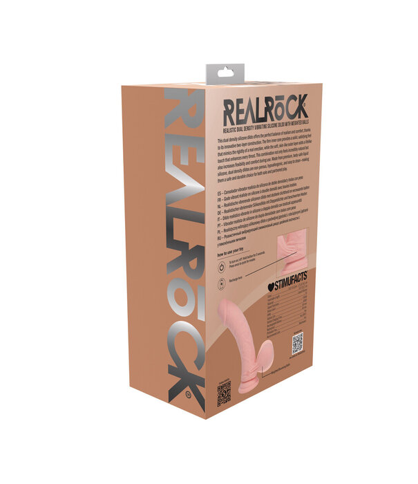 RealRock by Shots Realistic Dual Density Vibrating Silicone Dildo With Weighted Balls - 6 / 15 cm - Flesh