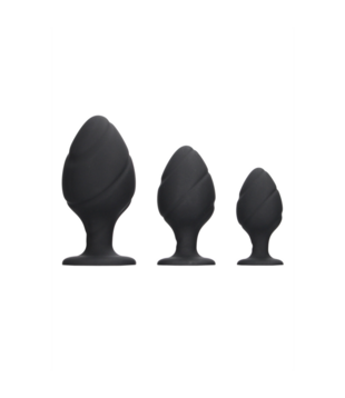 Gedraaid Butt Plug Set - Zwart