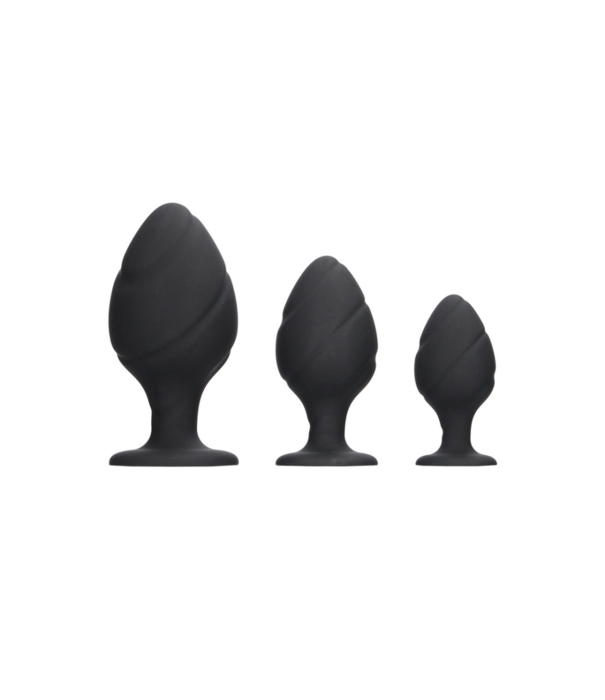 Ouch! by Shots Gedraaid Butt Plug Set - Zwart