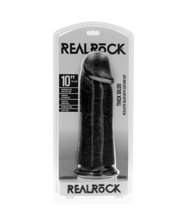RealRock by Shots Extra Dikke Recht zonder Ballen 10 / 25,4 cm - Zwart
